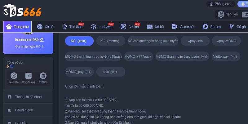 Hướng Dẫn Chi Tiết Cách Nạp Tiền S6666